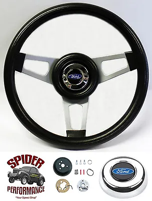 1985-1988 Ranger Bronco II Steering Wheel BLUE OVAL 13 3/4  SILVER SPOKE • $159.95