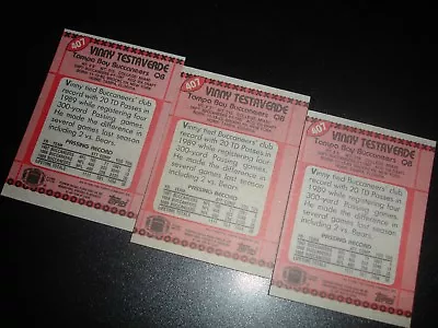 Lot Of 3- RARE 1990 Topps Vinny TESTAVERDE ERROR CARDS -Buccaneers Jets Bucs • $1.99