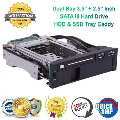 3.5 +2.5  SAT III Hard Drive Enclosure HDD&SSD Tray Caddy Internal Mobile Rack • £45.79