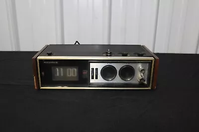 Vintage PANASONIC RC-7469 AM/FM Alarm Flip Clock Radio ~ Wood Grain ~ Working • $75