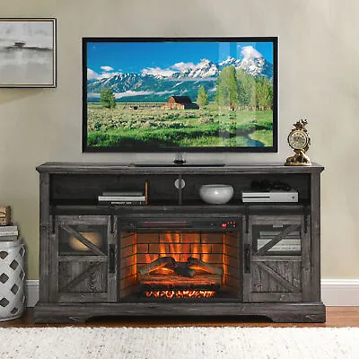 Fireplace TV Stand For TVs Up To 65  Media Console W/26  Electric Fireplace&Door • $419.86