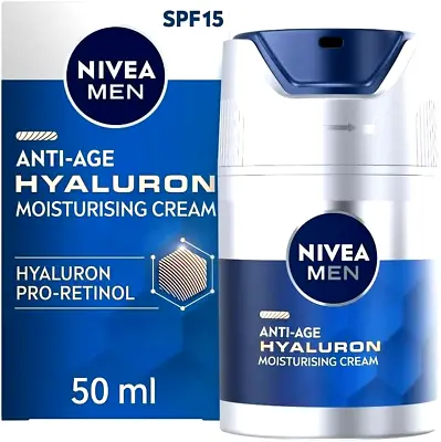 NIVEA MEN Anti-Age Hyaluron SPF15 Moisturising Cream 50ml Anti-Wrinkle Face C... • £7.39