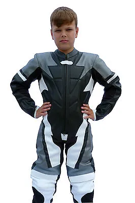 Kids Motorcycle Mini Moto One Piece Full Leather Race Track Suit XL FAULTY • $214.69