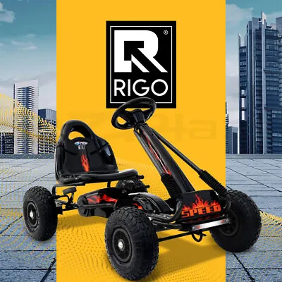 Rigo Kids Pedal Go Kart Ride On Toys Racing Car Rubber Tyre Black • $129.95