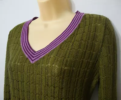 Missoni For Target V-Neck Rayon Sweater Women's XL Zig Zag Knit Top Green Purple • $54.99