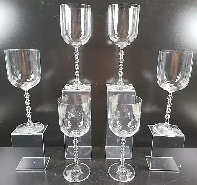 (6) Mikasa Venetian Pearls Water Goblets Set Vintage Clear Bulbous Stemware Lot • $66.87