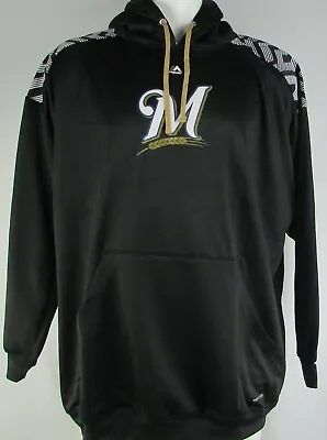 Milwaukee Brewers MLB Majestic Men's Black Mid-Weight Pullover Hoodie • $49.99