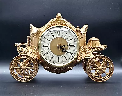 VTG Coronation Coach Royal Carriage Cinderella Mantle Clock Hollywood Regency LG • $98.76