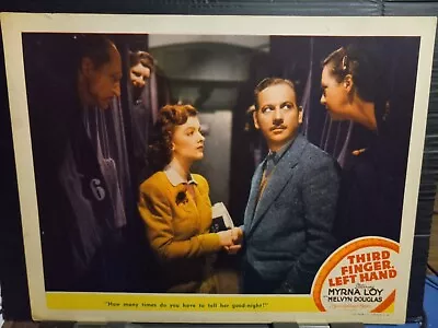 Lobby Card 1940 THIRD FINGER LEFT HAND Myrna Loy Melvyn Douglas Train Flirt MGM • $60