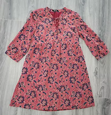 Madewell Size S Lace-Up 3/4 Sleeve Flare Floral Dress 100% Silk • $12