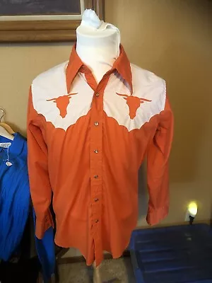 Mens Vintage 60’s Wrangler Long Tail Longhorn Bull Shirt Sz M Snap Button Cowboy • $69.99