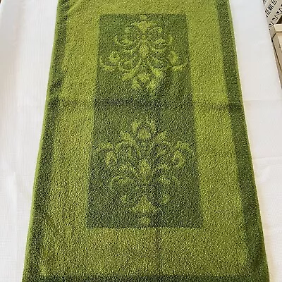 Vintage Fieldcrest Two Tone Green Hand Towel 70’s Fringed Boho USA Vintage Thick • $15.99