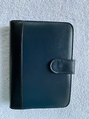 Mini Planner Organizer Binder 6-Ring Loose Leaf Faux Leather Black Blue Snap • $26.96