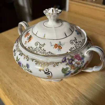 Victoria China Sugar Bowl W/Lid Czechoslovakia 1918-39 Mark Stunning • $16