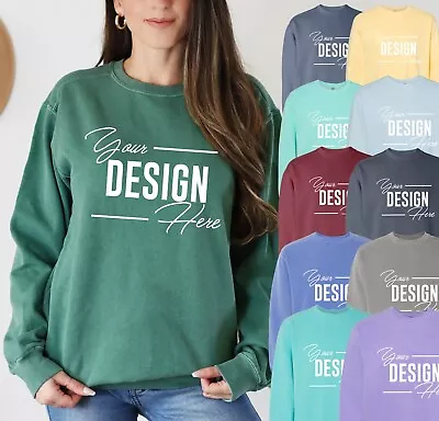 Ink Stitch Unisex  Custom Your Own Logo Texts Photo Garment Dyed Sweatshirts • $43.99