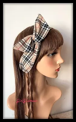 Camel Thompson Tartan Headband Bandana Hairband Bow Tie Wired Burns Night Dress • £3.99