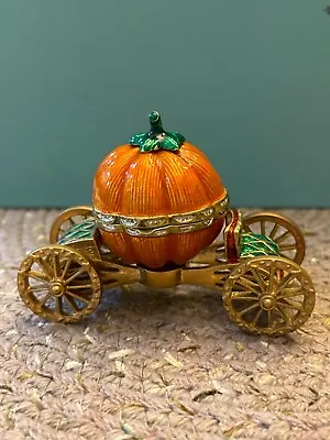 Rare Vintage Cinderella Pumpkin Carriages Trinket Boxes Crystal Enameled • $60