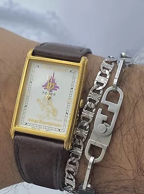 Tokyo Disneyland 10th Anniversary Tank Watch. VINTAGE Mickey Mouse Cartier Japan • £76.49