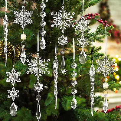 18Pcs Crystal Christmas Ornaments For Christmas Tree Decorations-Hanging Acrylic • $19.99
