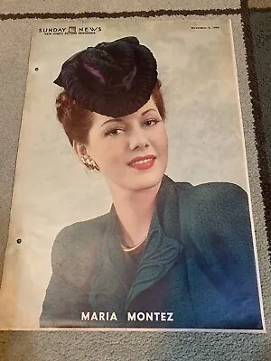 MARIA MONTEZ Original Color Portrait SUNDAY NEWS 11/5/44 OLD HOLLYWOOD RARE!!! • $21.99