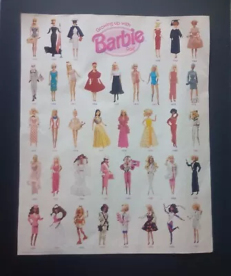 VTG. 1997 Mattel  Growing Up With Barbie Doll  1959-1997 16x20 Poster • $17.99