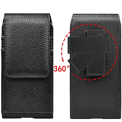 Cell Phone Holster Pouch Leather Wallet Case With Swivel Belt Clip For Samsung • $9.58