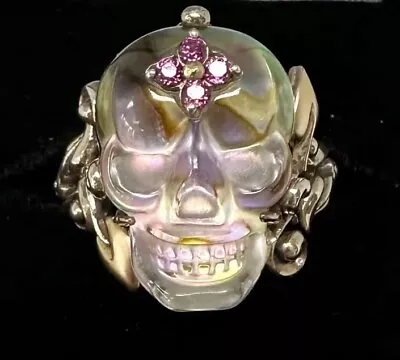 Barbara Bixby Sterling Silver 18K Skull Abalone Doublet Ring Size 8 • $250