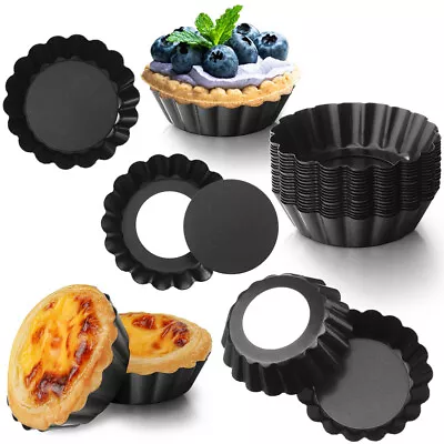 4Pcs Non Stick Mini Pie Pans Set 8/10/12cm Quiche Tart Flan Baking Pan Tin Dish  • £9.11