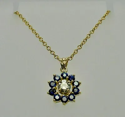 1.10Ct Round Cut Lab-Created Sapphire Flower Pendant 14K Yellow Gold Plated • $78