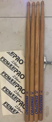 2 New Pairs Zildjian’s Power Pro Brand Drumsticks 5B Hickory Wood Tips NOS EUC • $18.70