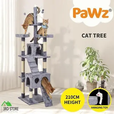$90 • Buy PaWz Cat Tree Scratching Post Scratcher Tower Condo House Furniture Grey 210cm