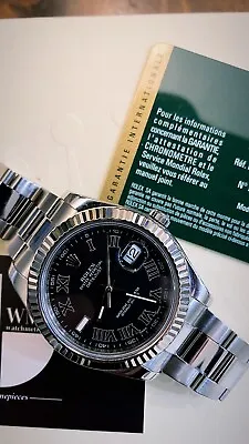 Rolex Datejust II 116334 Black Roman Dial 41mm White Gold Bezel Automatic  • $11750