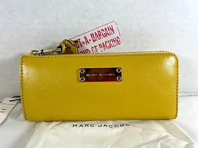 Marc Jacobs Collection The Flex Yellow Leather Half Zip Slim Wallet Purse • $179.98