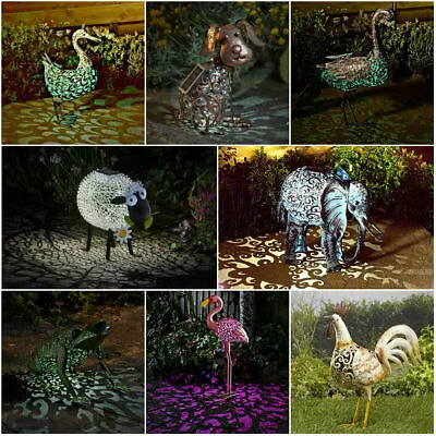 Solar Powered Metal Garden Animal Statues Ornament Farmyard Animal Sculpture • £33.39