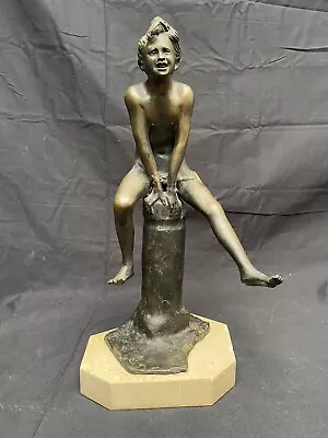 Antique Sculpture Italian Francesco Parente 1885-1969 Boy Jumping Bronze 14.75  • $249