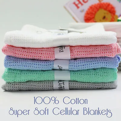 £9.99 • Buy Baby Girl Boy Soft Blanket Cellular Blankets For Pram Cot Travel Bed Two Sizes