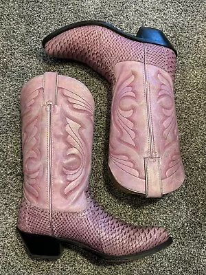 Durango Women’s Cowgirl Boots Size 7 M Pink Western Rockabilly Snakeskin Vintage • $59