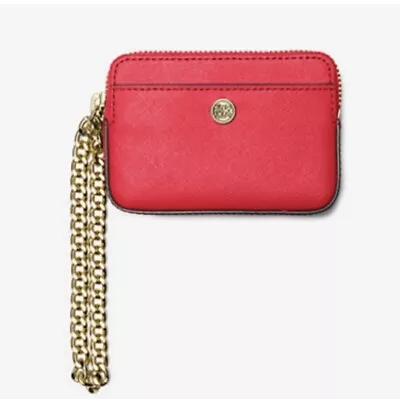 Medium Saffiano Leather Chain Card Case Sangria Color • $49.99