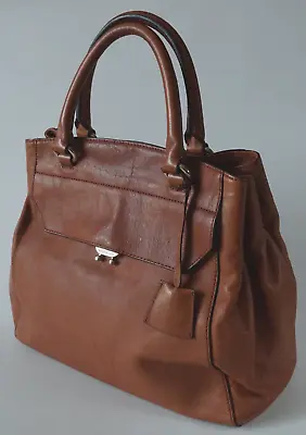 KAREN MILLEN Tan Leather Tote Double Handles Bag • £29.99