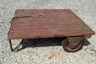 Primitive Industrial Small Garden Cart Platform Table Rustic • $79.98