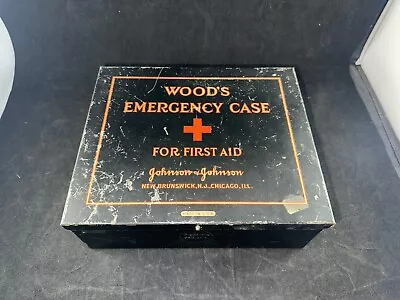 Vintage Woods Johnson & Johnson Emergency First Aid Kit Metal 1933 • $308.75