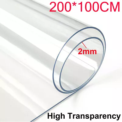 £28.99 • Buy 2mm Thick Clear Transparent Vinyl PVC Tablecloth Table Protector Cover 50-200CM
