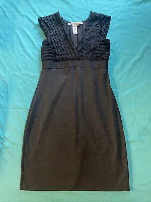 Max Studio Sleeveless Black Dress LG Fitted Evening Cocktail Dress Ruffle Large • $16