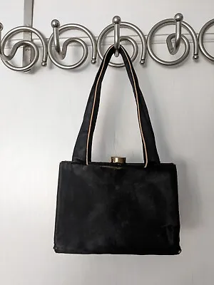 Vintage Waldybag Handbag Silk/Satin With Coin Purse Black • £14.99