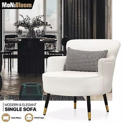 Faux Leather Accent Chair Soft Relaxation Single Sofa Club Upholstered Armchair • $133.99