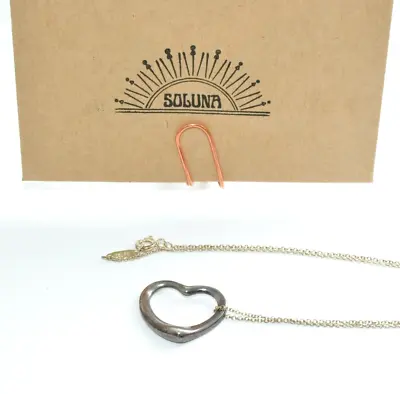 Tiffany & Co Sterling Silver Elsa Peretti Open Heart Pendant Necklace • $95