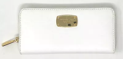 Michael Kors Jet Set Item Monogram PVC Zip Around Continental Wallet: White -NWT • $69.95