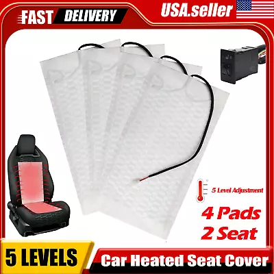 5 Level 12V Car Seat Carbon Fiber Heated Cushion Seat Heater Pad Switch Kit • $28.99