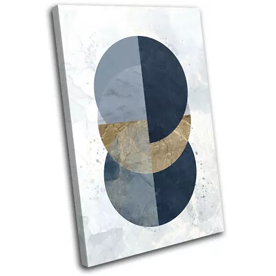 Navy Geometric Gold Modern Abstract SINGLE CANVAS WALL ART Picture Print • £19.99