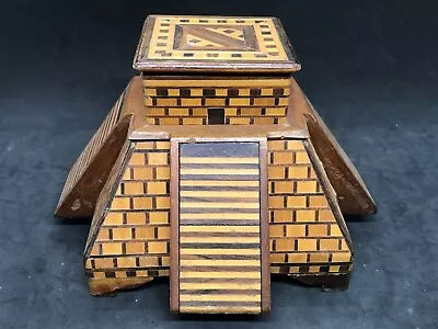 VTG Wooden Pyramid MAYAN TEMPLE Cigar Box Folk Art • $65